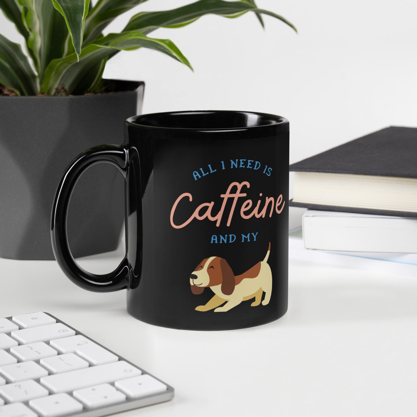 Caffeine Dog Mug Black