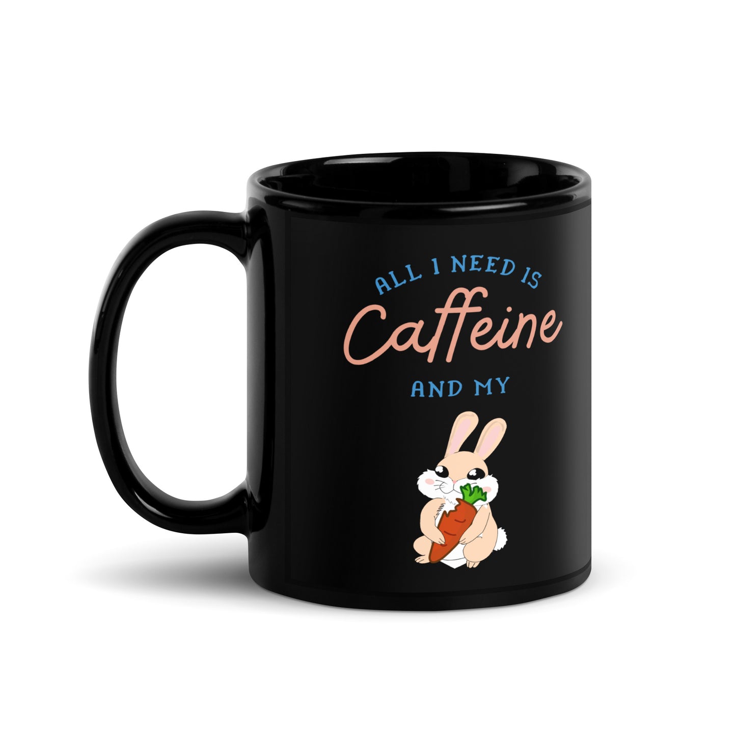 Caffeine Rabbit Mug Black
