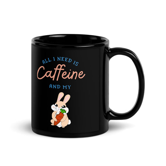 Caffeine Rabbit Mug Black