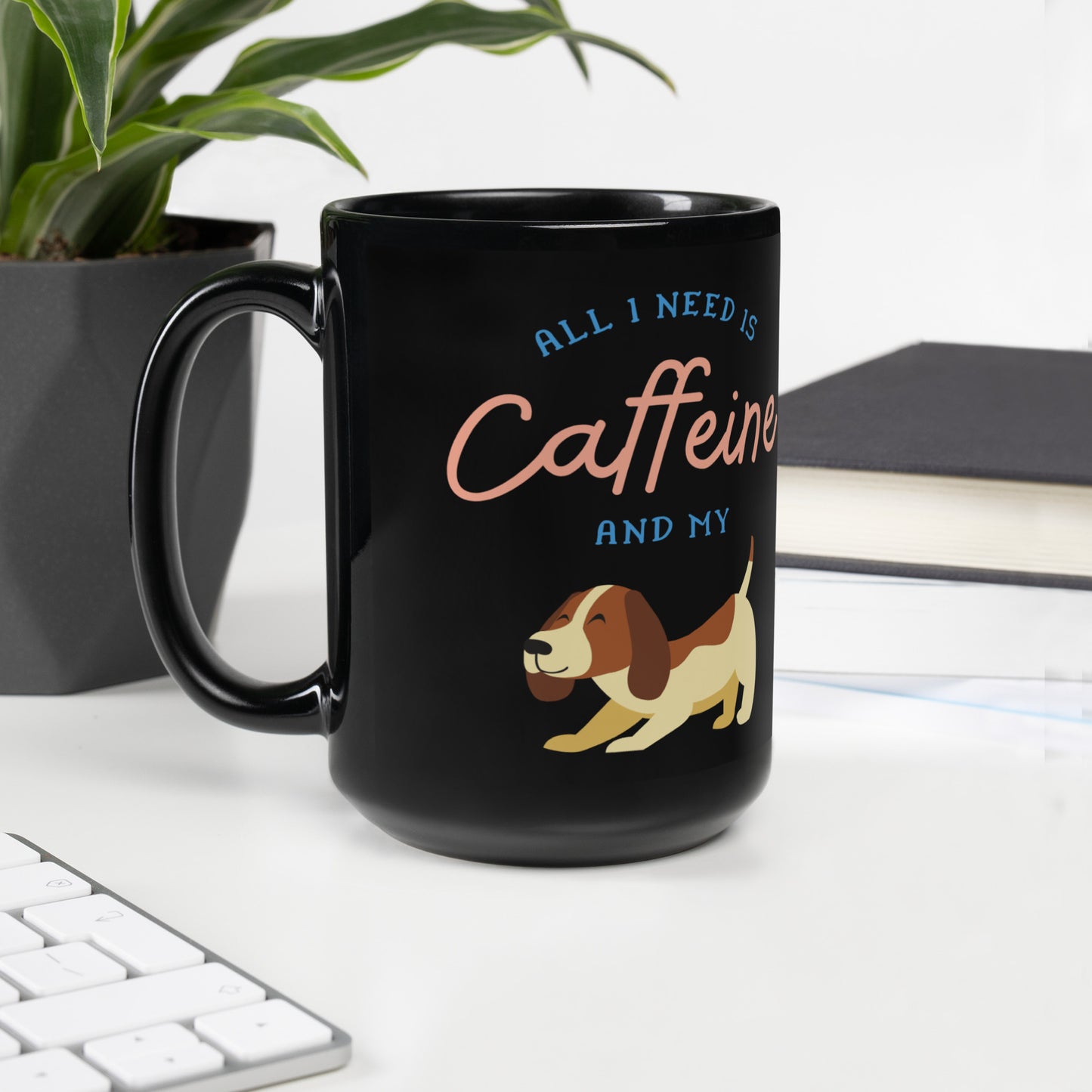Caffeine Dog Mug Black