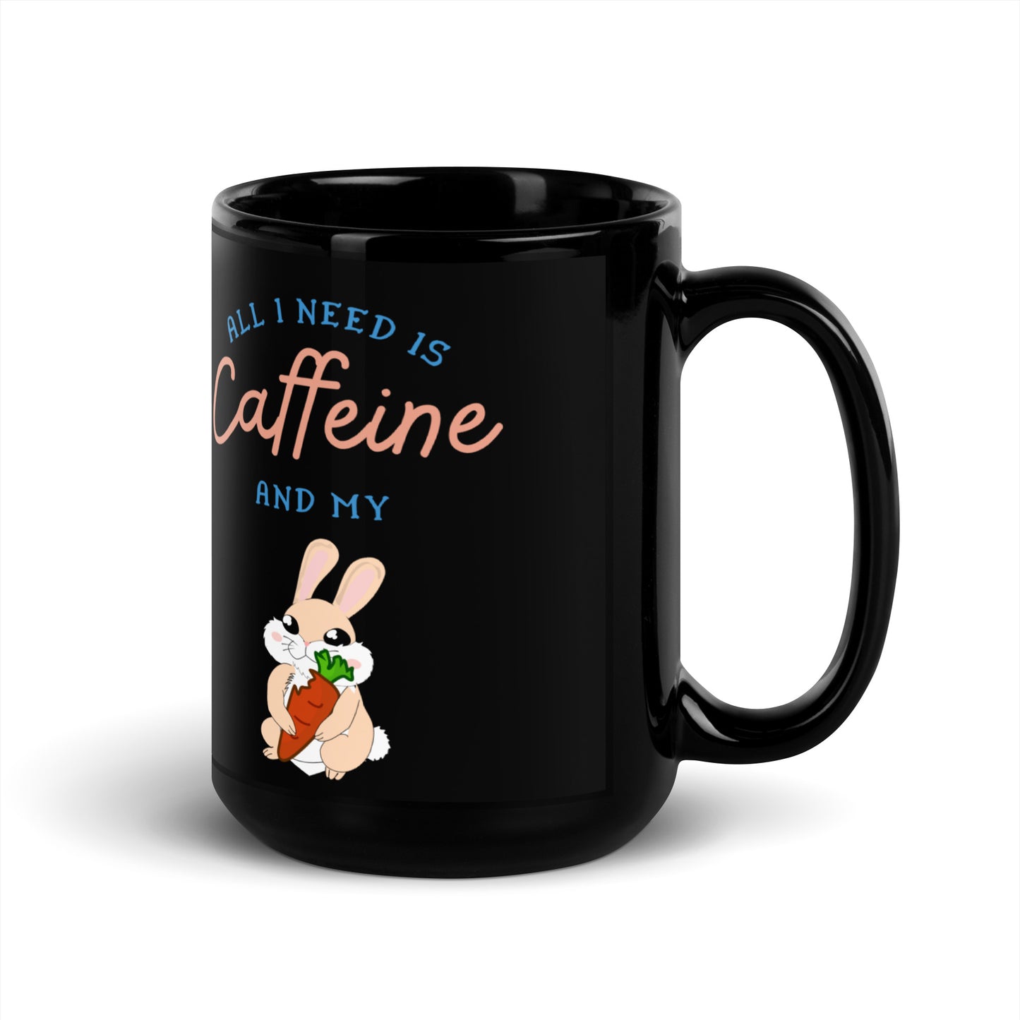 Caffeine Rabbit Mug Black