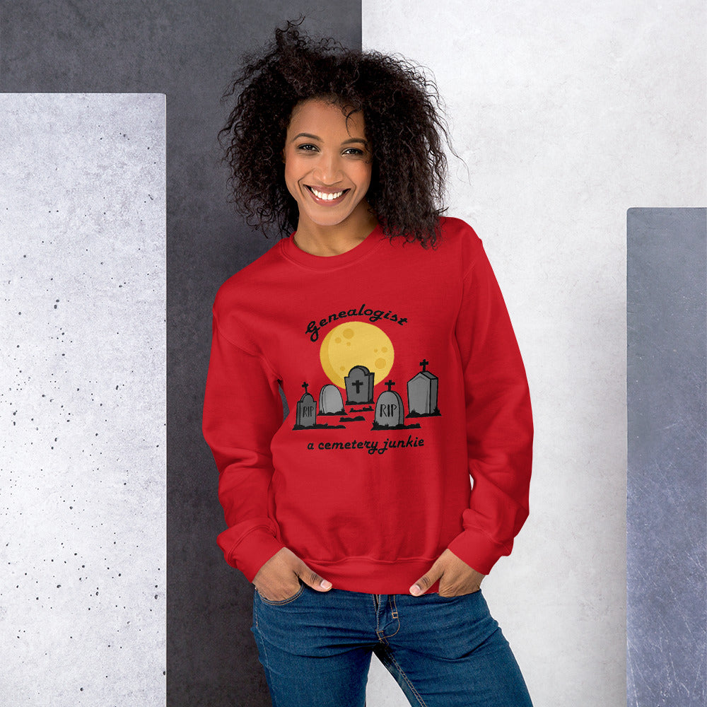 Genealogist Cemetery Junkie Sweatshirt, Funny Genealogy Gift, Family Historian Gift