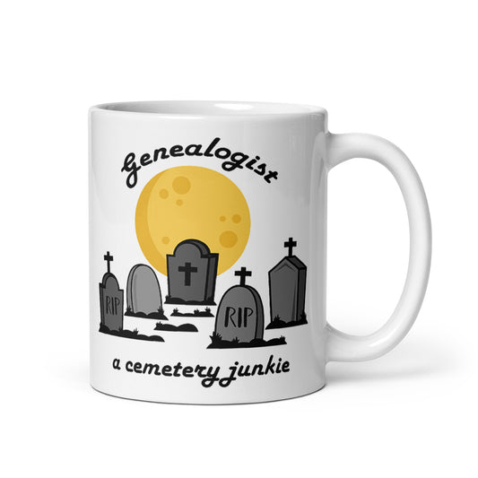 Genealogist Cemetery Junkie Coffee Mug, Family Historian, Gift, Funny, Genealogy