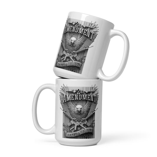 2nd Amendment Locked and Loaded, Coffee Mug, Hot Chocolate, Eagles, Guns, Patriotic