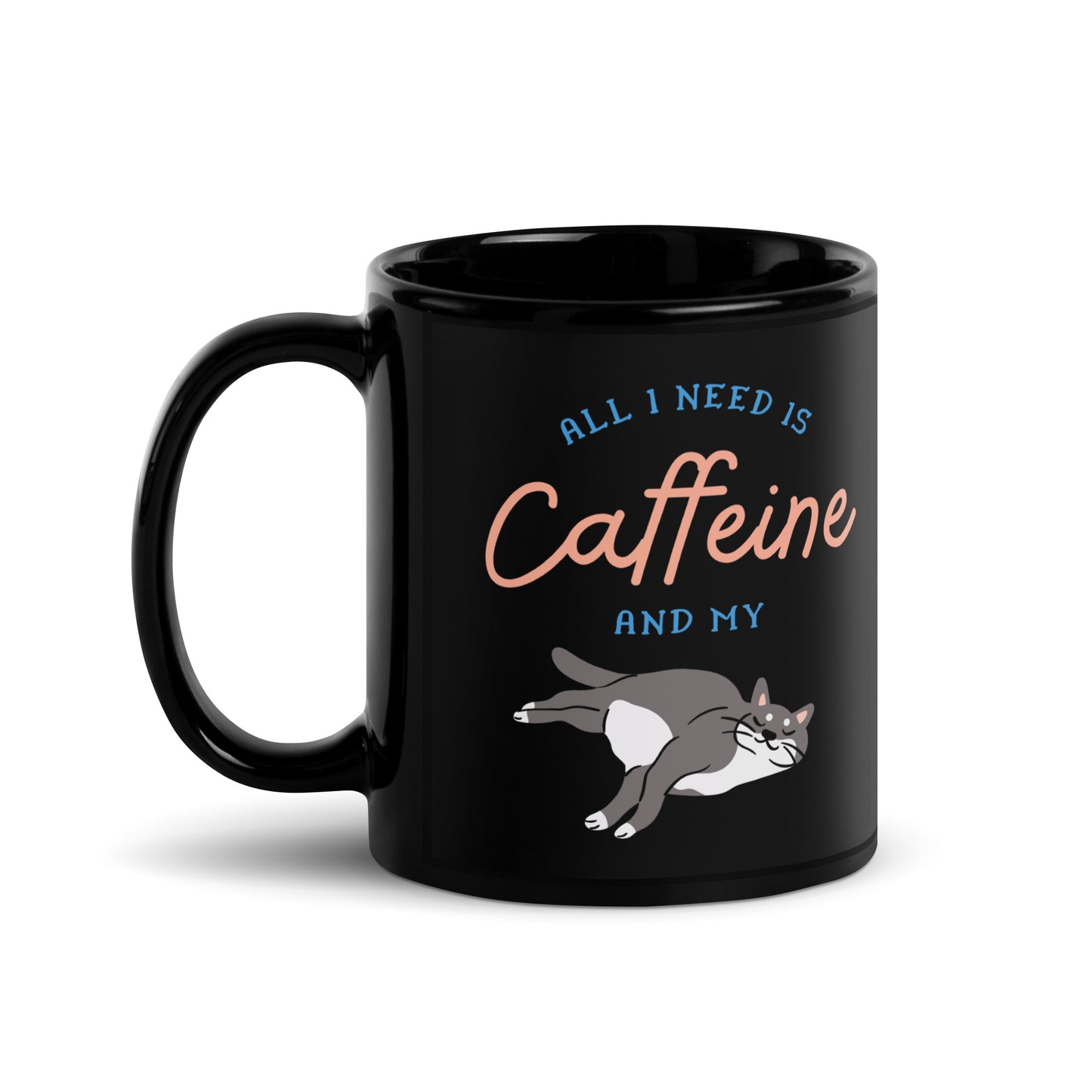 Caffeine Cat Mug Black