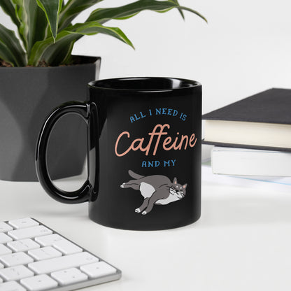 Caffeine Cat Mug Black