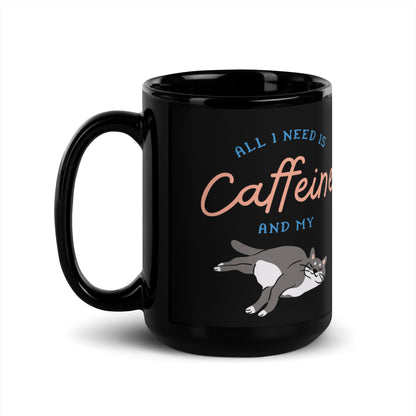 Caffeine Cat Mug Black