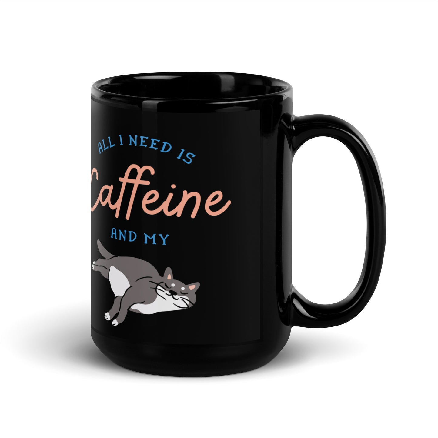 Caffeine Cat Mug Black