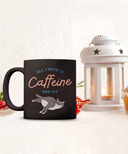 Caffeine Cat Mug Black