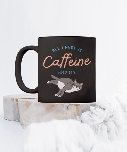 Caffeine Cat Mug Black