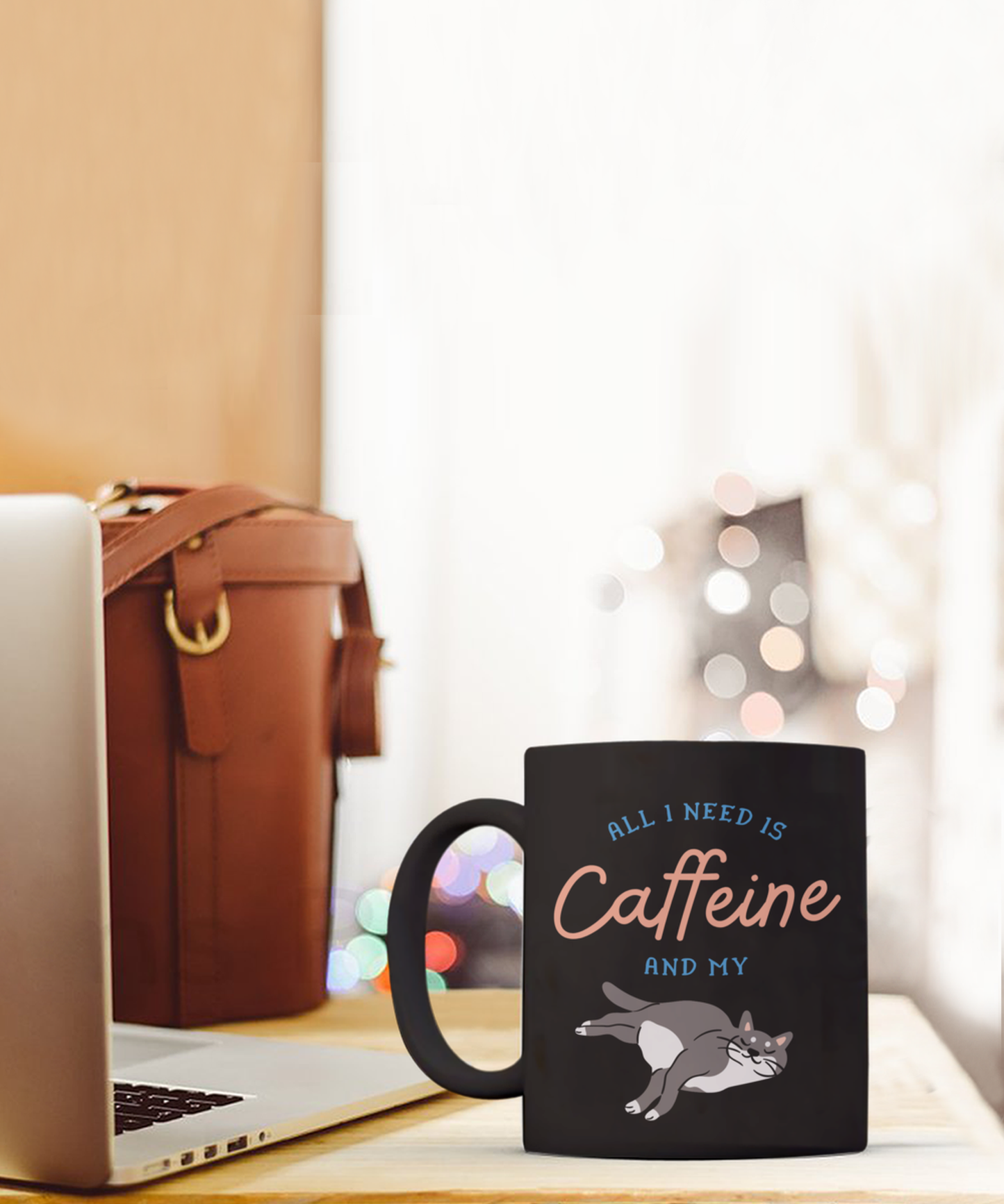 Caffeine Cat Mug Black