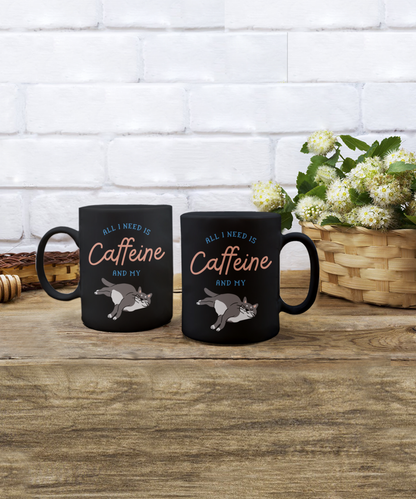 Caffeine Cat Mug Black