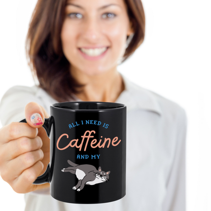 Caffeine Cat Mug Black