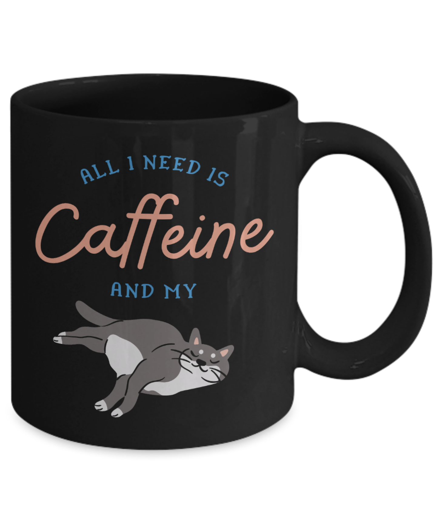 Caffeine Cat Mug Black