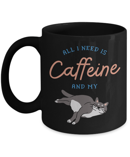 Caffeine Cat Mug Black