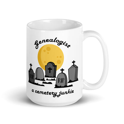 Genealogist Cemetery Junkie Coffee Mug, Family Historian, Gift, Funny, Genealogy